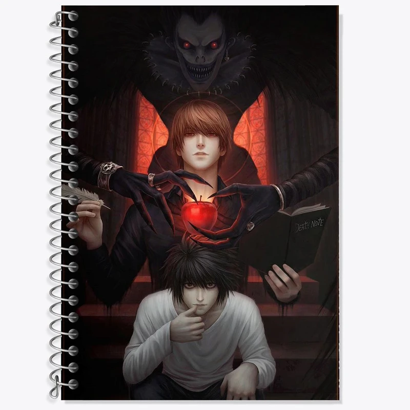 دفتر زبان 50 برگ خندالو مدل سه خط طرح ال و لایت یاگامی انیمه دفترچه مرگ Death Note کد 4925