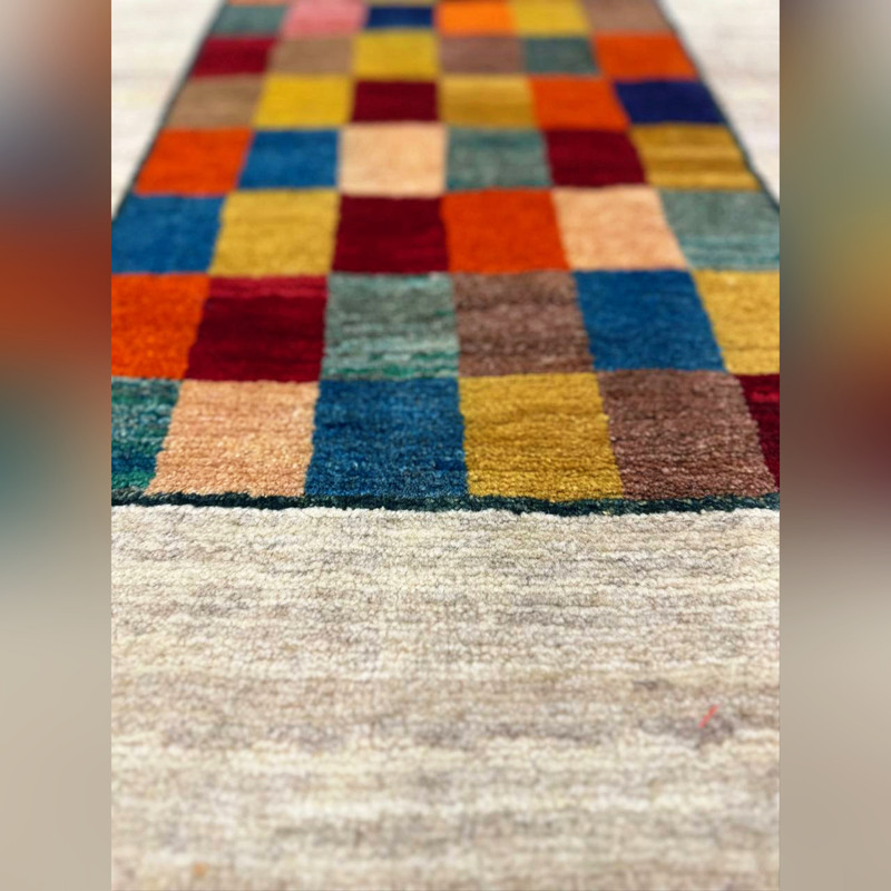 گبه سنتی دستبافت قشقایی طرح شطرنجی مدل G11