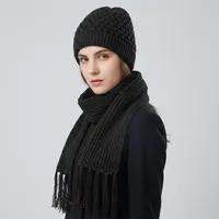 ست کلاه و شال گردن بافتنی طرح زنبوری مدل LUX_03