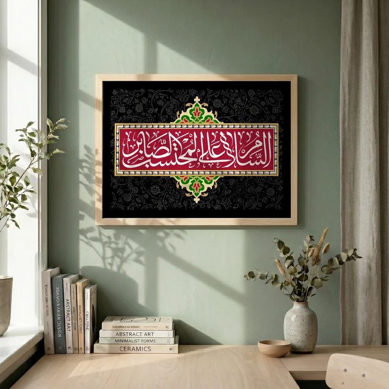 تابلو طرح السلام علی المحتسب الصابر مدل G13886 فریم کرم روشن
