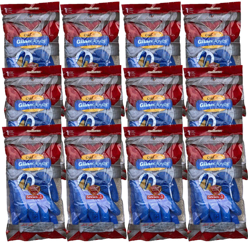 دستکش ایمنی دستکش گیلان مدل ضد برش ضخیم کد S3-L مجموعه 12 عددی