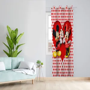 پرده مدل میکی موس مخمل پانچی کد 4240 سایز 140x280 سانتی متر