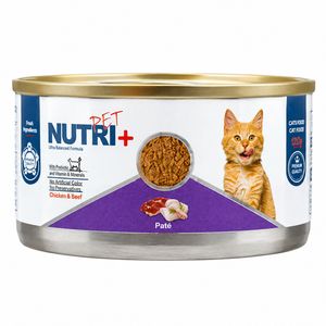 کنسرو غذای گربه بالغ نوتری پلاس مدل پته طعم مرغ و گوشت وزن 120 گرم