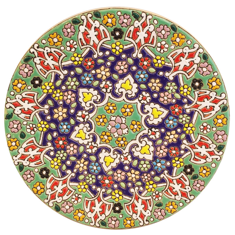 بشقاب میناکاری سفالی زمانیان کد ZMN15039