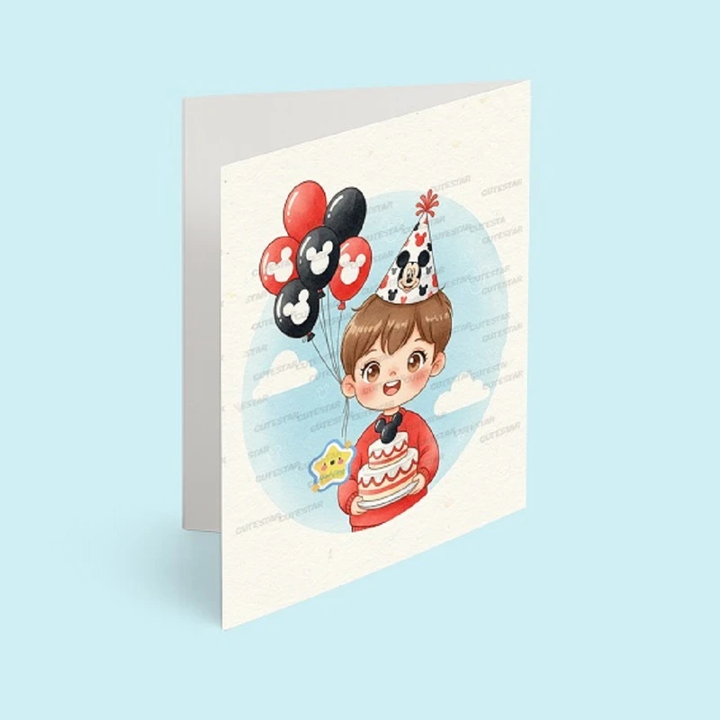 کارت دعوت کیوت استار مدل تولد تم میکی موس مجموعه 6 عددی