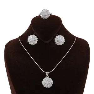 نیم ست نقره زنانه بازرگانی میلادی مدل گل NTR_306