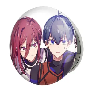 آینه جیبی خندالو طرح هیوما و مگورو و یویچی انیمه بلو لاک Blue Lock مدل تاشو کد 24386 