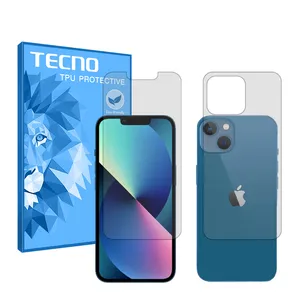 Tecno HyGEL model transparent screen protector suitable for Apple iPhone 13 mobile phone along with the back of the phone