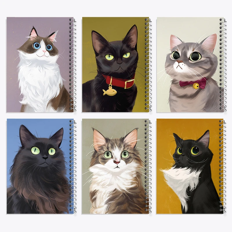 دفتر نقاشی 50 برگ خندالو طرح گربه (Cat) کد 482 مجموعه 6 عددی