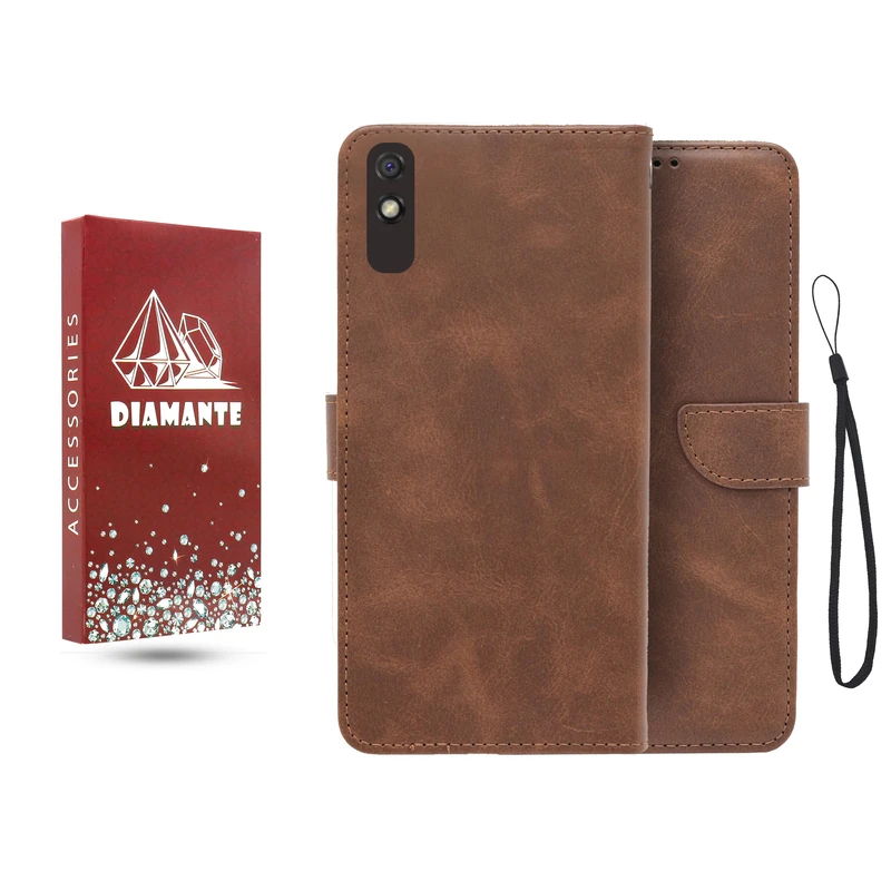 کیف کلاسوری دیامانته مدل جاکارتی بنددار مناسب برای گوشی موبایل شیائومی Redmi 9i به همراه بند آویز