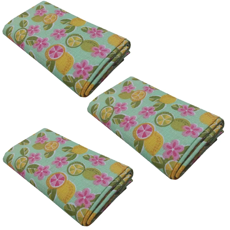 دستمال نظافت خانه و آشپزخانه پنبه‌، نخ مدل لینا 04 بسته 3 عددی