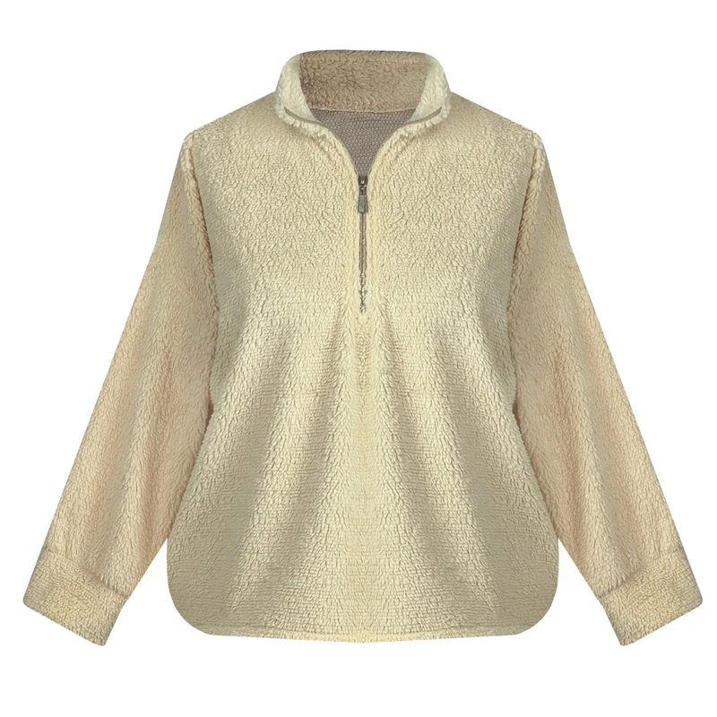 سویشرت زنانه مدل تدی نیم زیپ کد AK1516