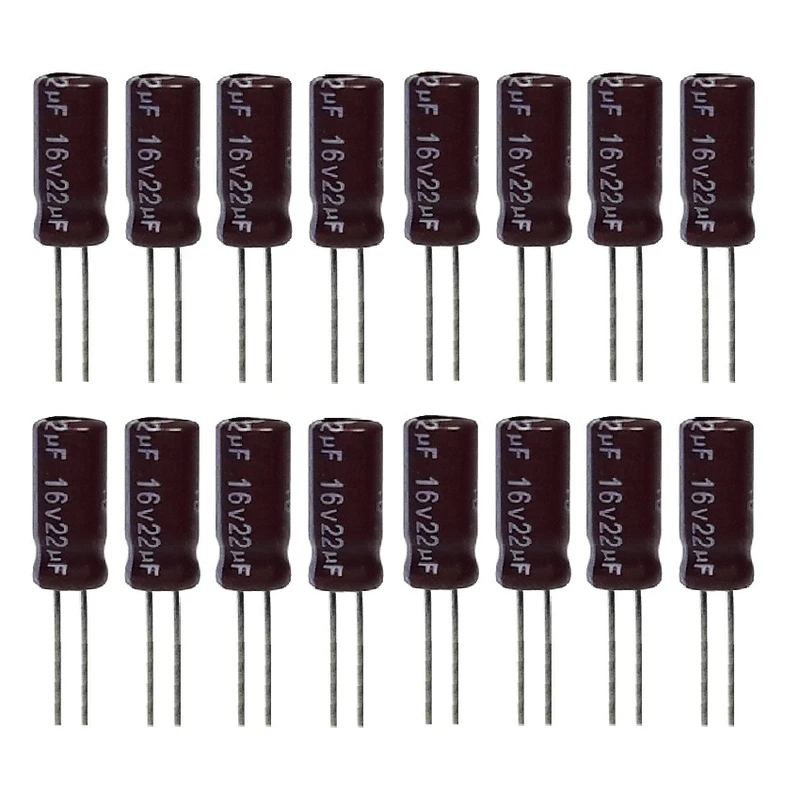  خازن الکترولیت 22 میکروفاراد 16ولت آکسبوم مدل TEC-2216 بسته 16 عددی 