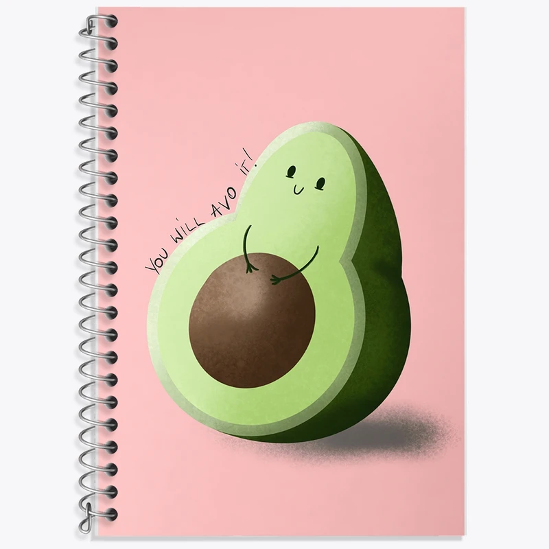 دفتر زبان 50 برگ خندالو مدل دو خط طرح آووکادو کد F317