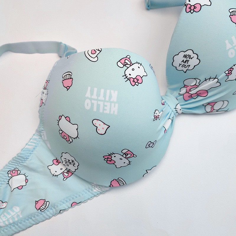 سوتین زنانه مدل اسفنجی جکدار پاپیونی طرح کیتی کد 99994