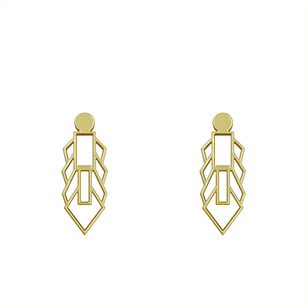 گوشواره طلا 18 عیار زنانه مدوپد مدل هندسی کد GA1-14536