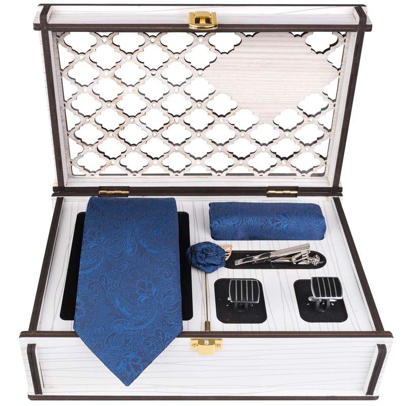 ست کراوات و دستمال جیب و دکمه سردست مردانه جیان فرانکو روسی مدل GF-F717RE-BOX 