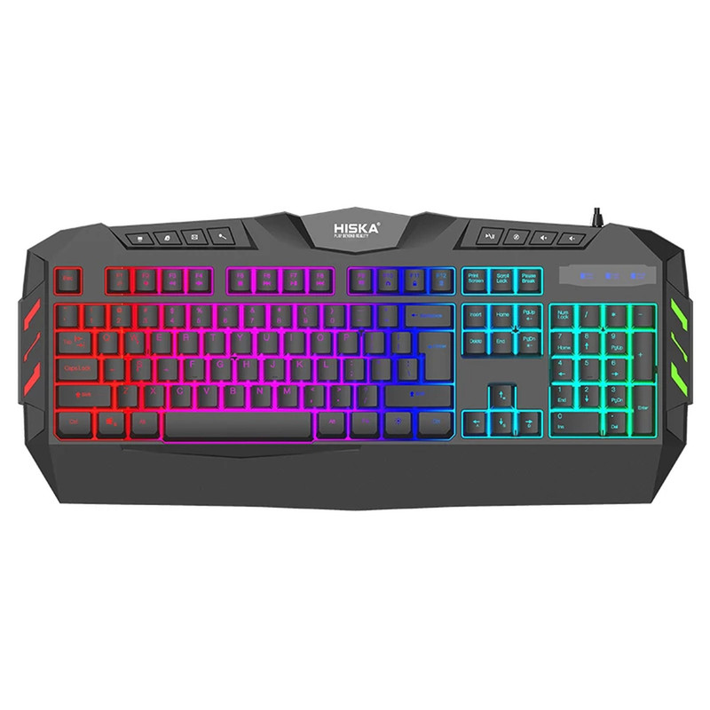 کیبورد گیمینگ هیسکا مدل HX-KEG400 RGB، سوییچ ممبران، Full-Size نورپردازی RGB