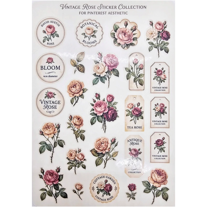 برچسب طرح برش خورده بولت ژورنال مدل Vintage Rose A5
