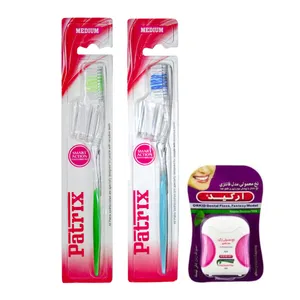  مسواک پاتریکس مدل 431 با برس متوسط بسته ۲ عددی به همراه نخ دندان ارکید مدل نعنا
