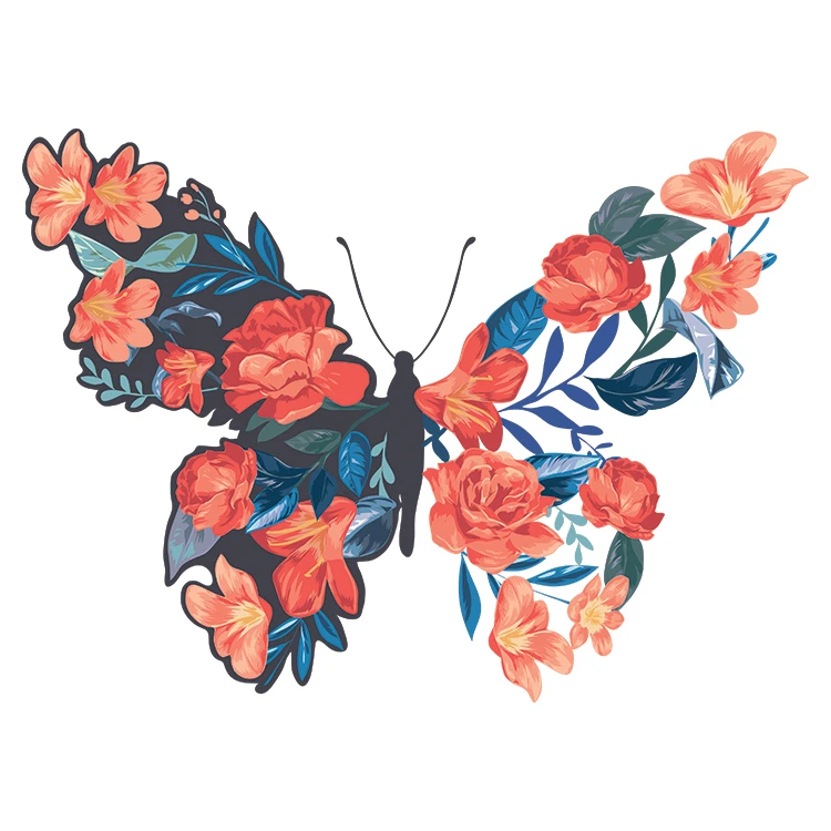 استیکر پارچه و لباس مدل دی تی اف طرح پروانه گل کد H20.121 مجموعه 3 عددی
