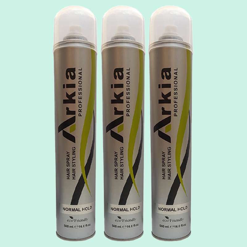 اسپری حالت دهنده مو آرکیا مدل NORMAL HOLD حجم 500 میلی لیتر مجموعه 3 عددی