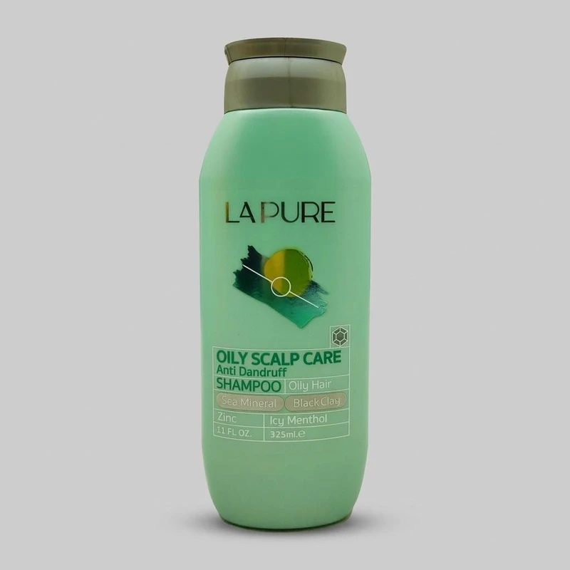 شامپو ضد شوره موی چرب و معمولی لپیور مدل zedeshore-greasy حجم 325 میلی‌لیتر، تنظیم کننده چربی، ضد خارش، لایه‌بردار، حاوی عصاره نمک دریایی، خاک رس سیاه، زینک و منتول