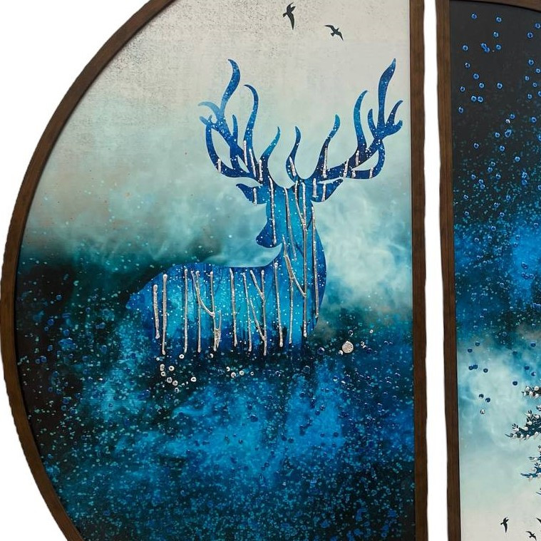 تابلو مدل پازل طرح گوزن مجموعه 2 عددی