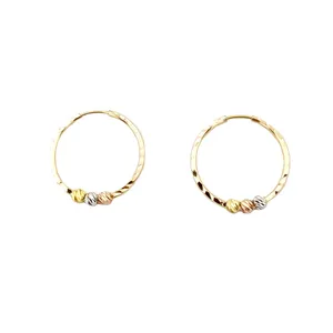 گوشواره طلا 18 عیار زنانه سین سان مدل حلقه ای سه گوی SN4351