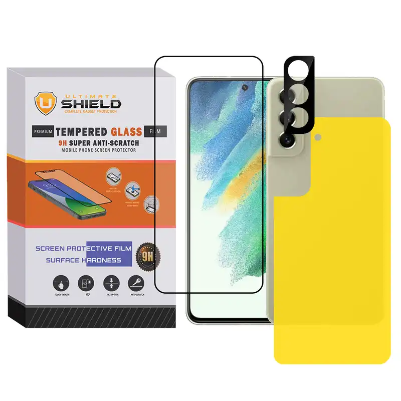 محافظ لنز دوربین آلتیمیت شیلد مدل FT-3DLen مناسب برای گوشی موبایل سامسونگ Galaxy S21 FE 5G به همراه محافظ صفحه نمایش و محافظ پشت گوشی