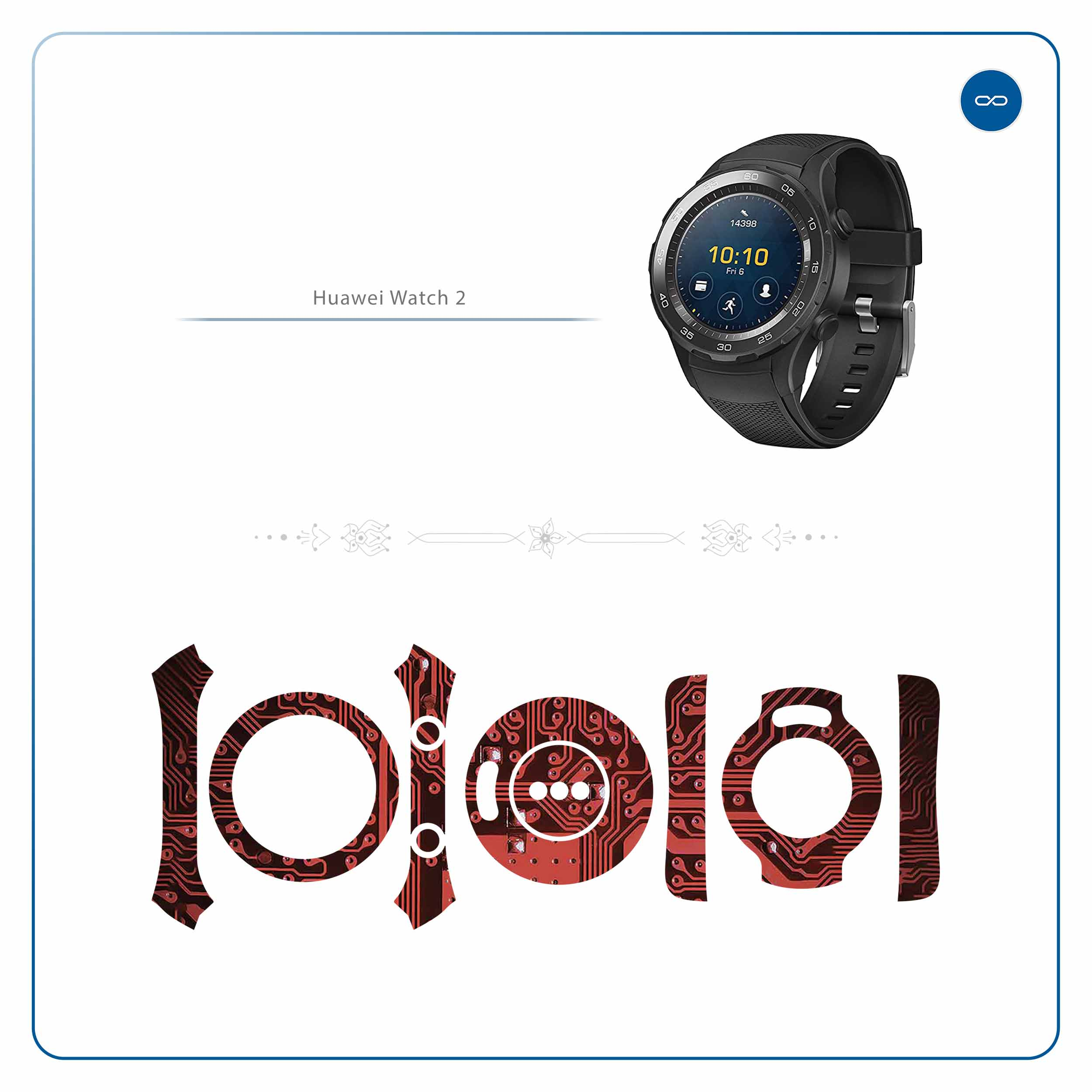 برچسب ماهوت طرح Red-Printed-Circuit-Board مناسب برای ساعت هوشمند هوآوی Watch 2
