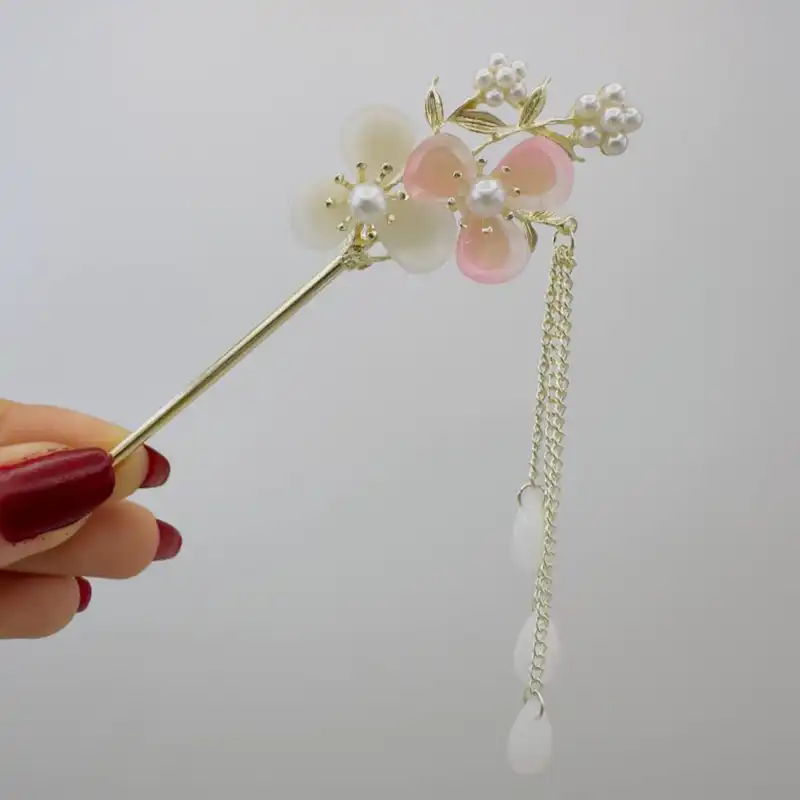 گیره مو زنانه مدل کانزاشی طرح گل شش پر