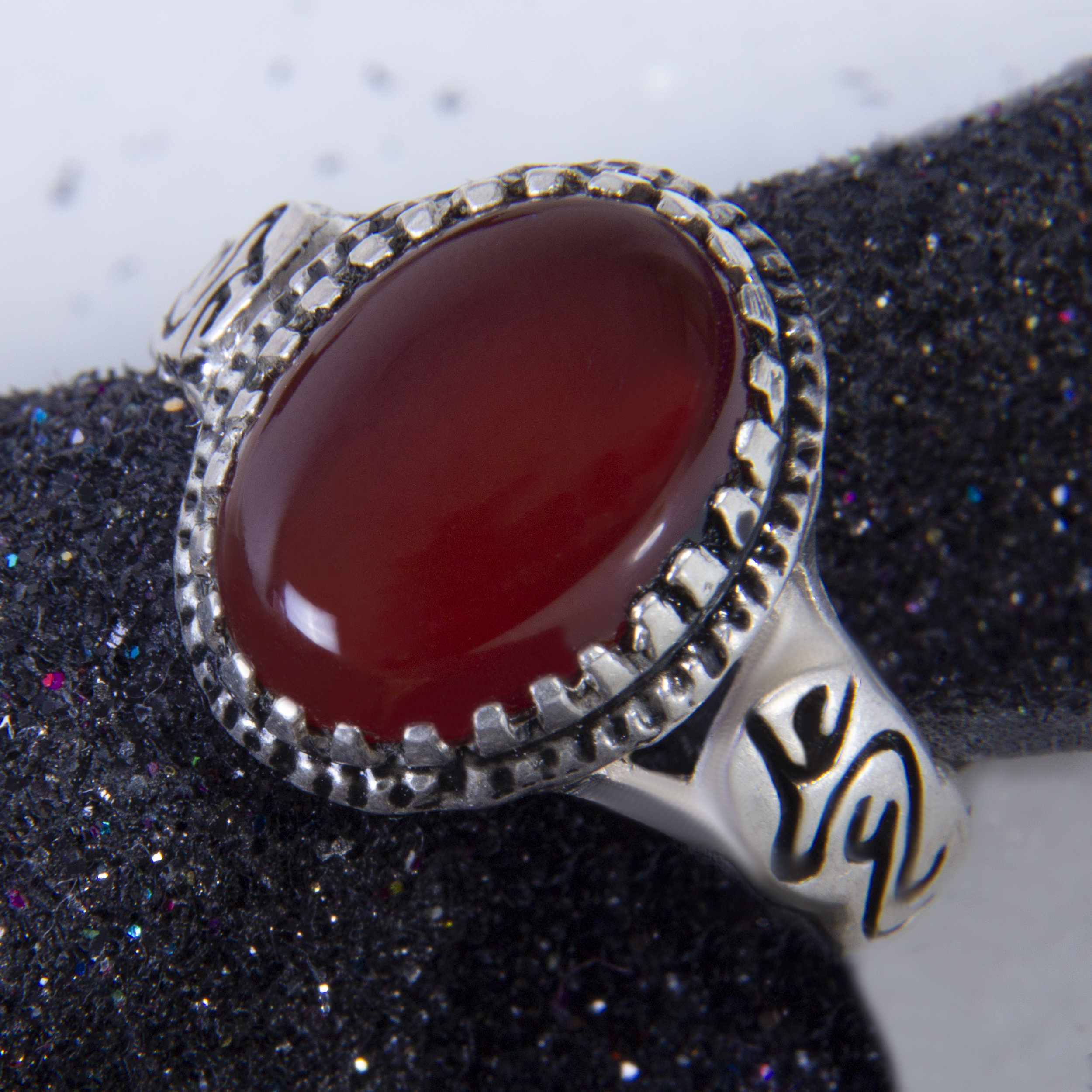 انگشتر نقره مردانه مدل سنگ عقیق رکاب سیلندری کد AM_068