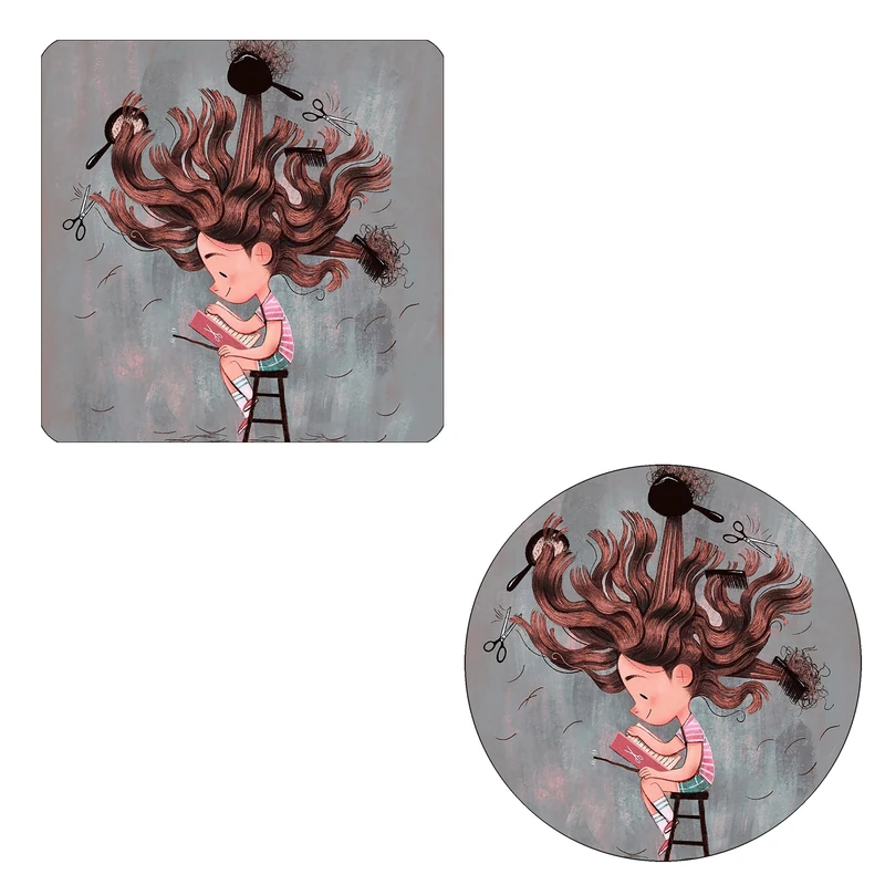 مگنت طرح دختر و آرایشگاه کد M1 به همراه زیر لیوانی