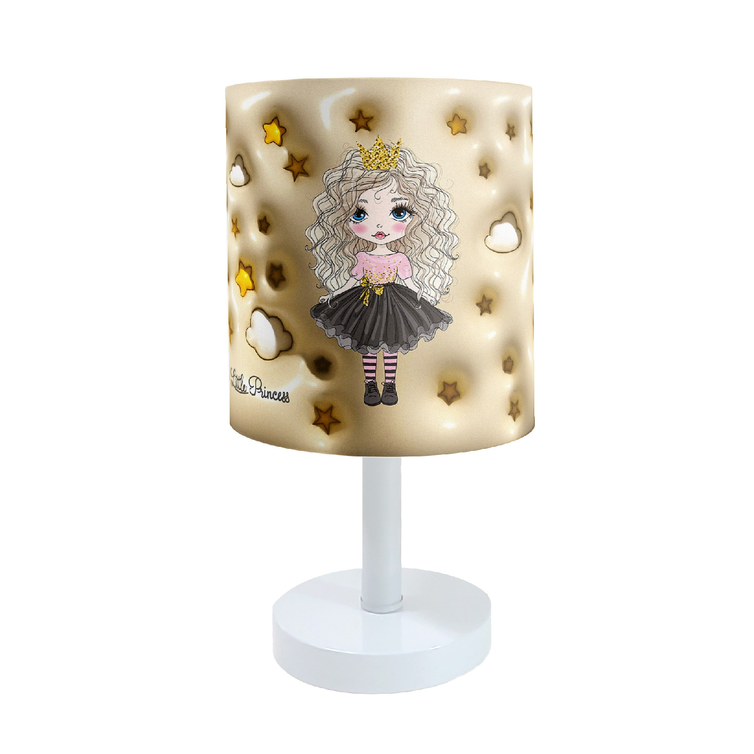 آباژور و لوستر کودک طرح دختر موفرفری مدل LBR-SET-006 به همراه ساعت و روبالشی