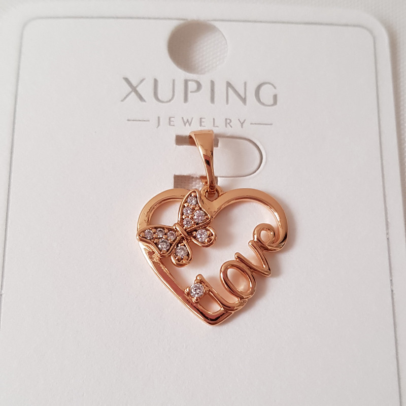 آویز گردنبند زنانه ژوپینگ مدل قلب پروانه نگینی کد 130 آویز گردنبند زنانه ژوپینگ مدل قلب پروانه نگینی کد 130