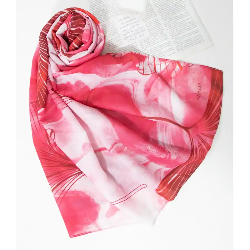 شال زنانه مدل مزونی پترن برگ کد ana-2099-1