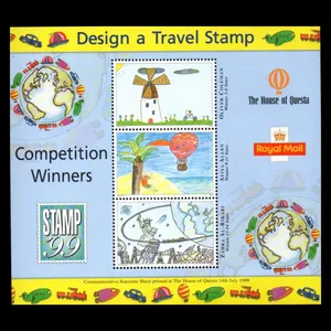 تمبر یادگاری مدل مینی شیت کشور بریتانیا  1998 میلادی مجموعه 3 عددی 