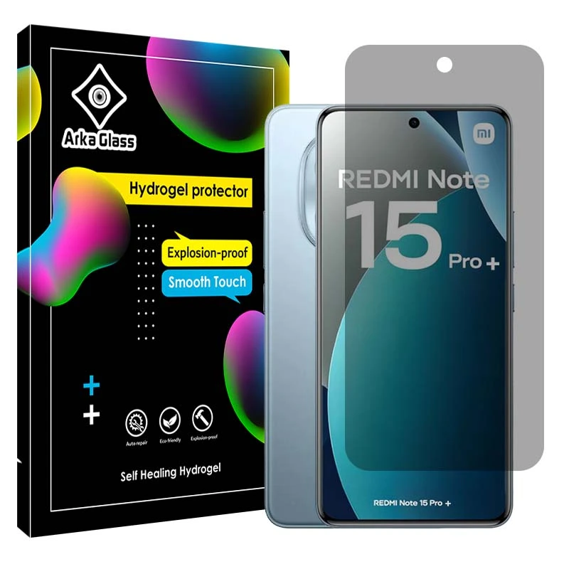 محافظ صفحه نمایش حریم شخصی آرکا گلس مدل هیدروژلی مناسب برای گوشی موبایل شیائومی Redmi Note 15 Pro Plus
