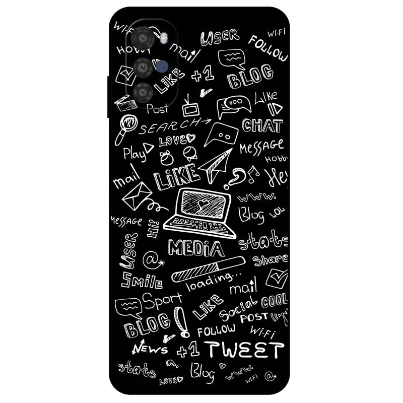 کاور مگافون طرح رسانه های اجتماعی مدل 1898 مناسب برای گوشی موبایل موتورولا Moto E32 / E32s
