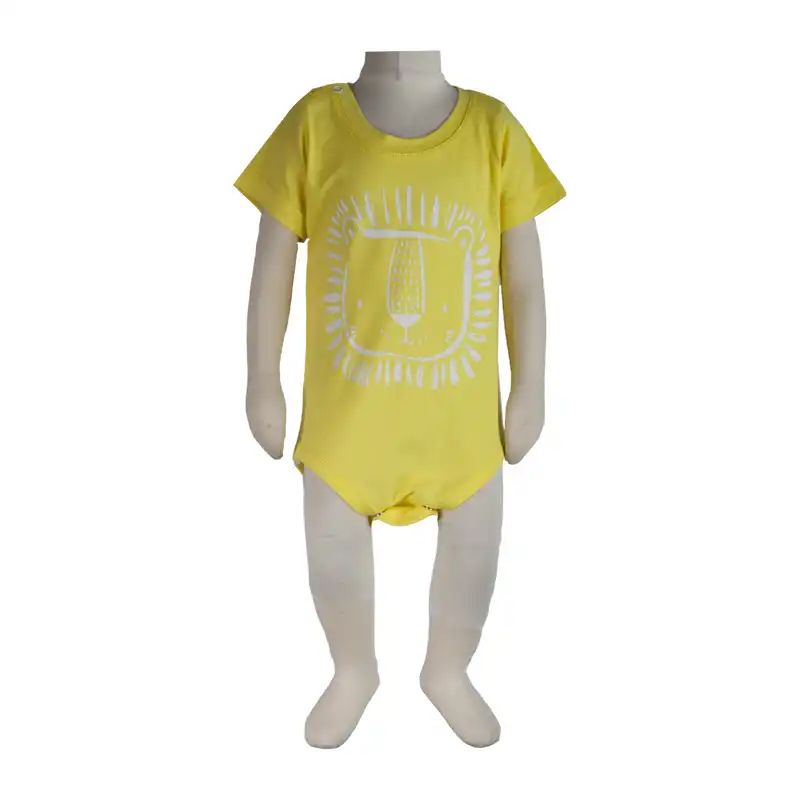 بادی آستین کوتاه  نوزادی آدمک کد 170032 رنگ لیمویی