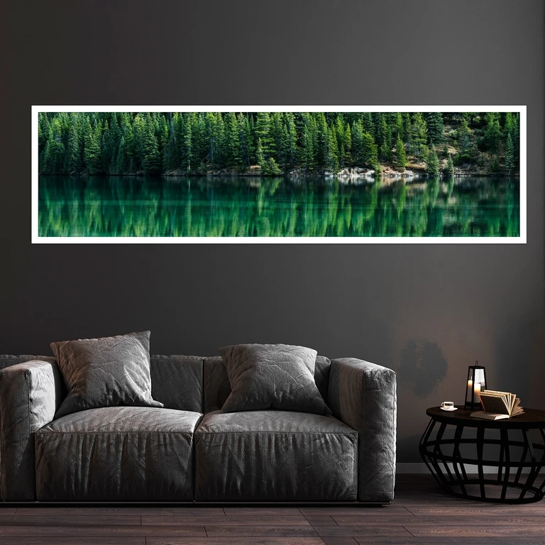 تابلو بکلیت طرح منظره دریاچه و جنگل مدل کشیده W-7614