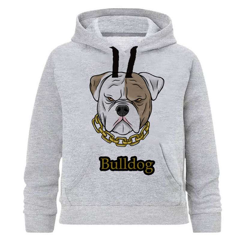هودی پسرانه طرح BULLDOG کد J97 رنگ طوسی