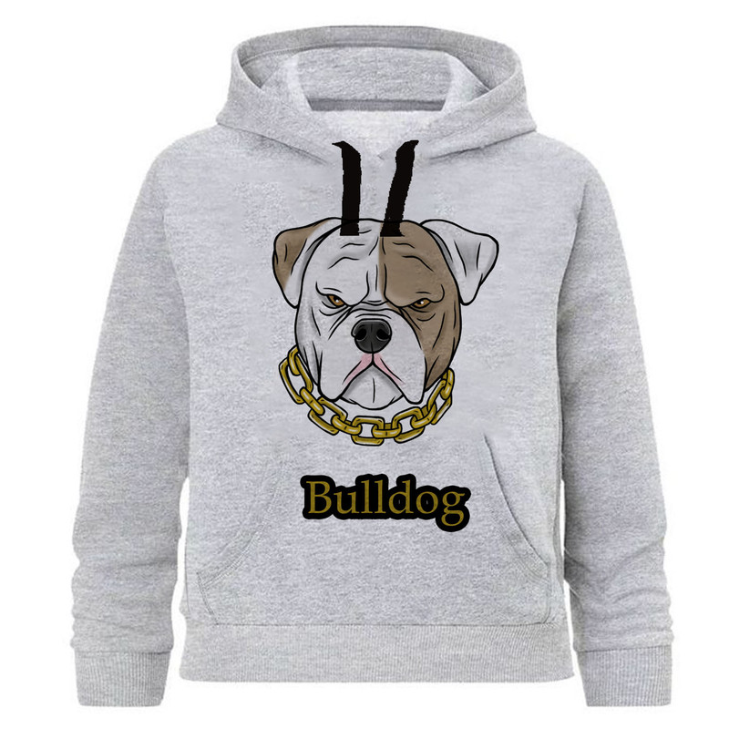 هودی پسرانه طرح BULLDOG کد J97 رنگ طوسی