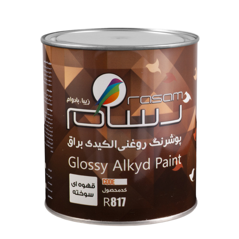 پوشرنگ روغنی نیم براق قهوه ای سوخته رسام کد R817 حجم 3.78 لیتر