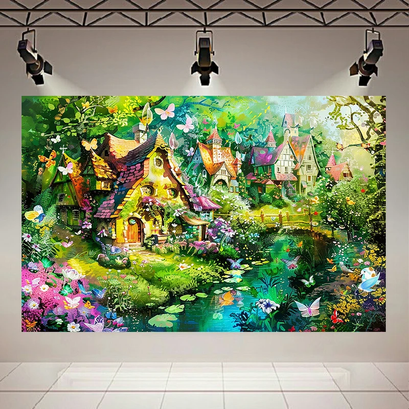 پوستر پارچه ای طرح مخمل طبیعت مدل کلبه روستایی کد AR3058530