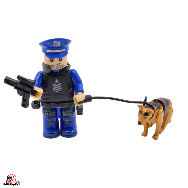 فیگور ناب سل مدل  پلیس و سگ لگویی همراه با کلت کد police001 ارتفاع 10سانتی متر