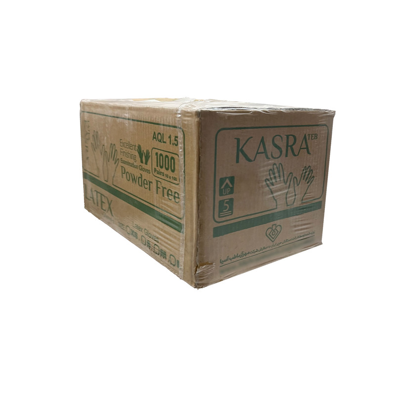 دستکش لاتکس کسری طب مدل Excellent Finishing سایز M ده بسته 100 عددی