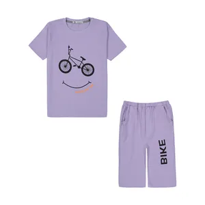 ست تی شرت و شلوارک دخترانه اسنومن مدل s108 طرح دوچرخه