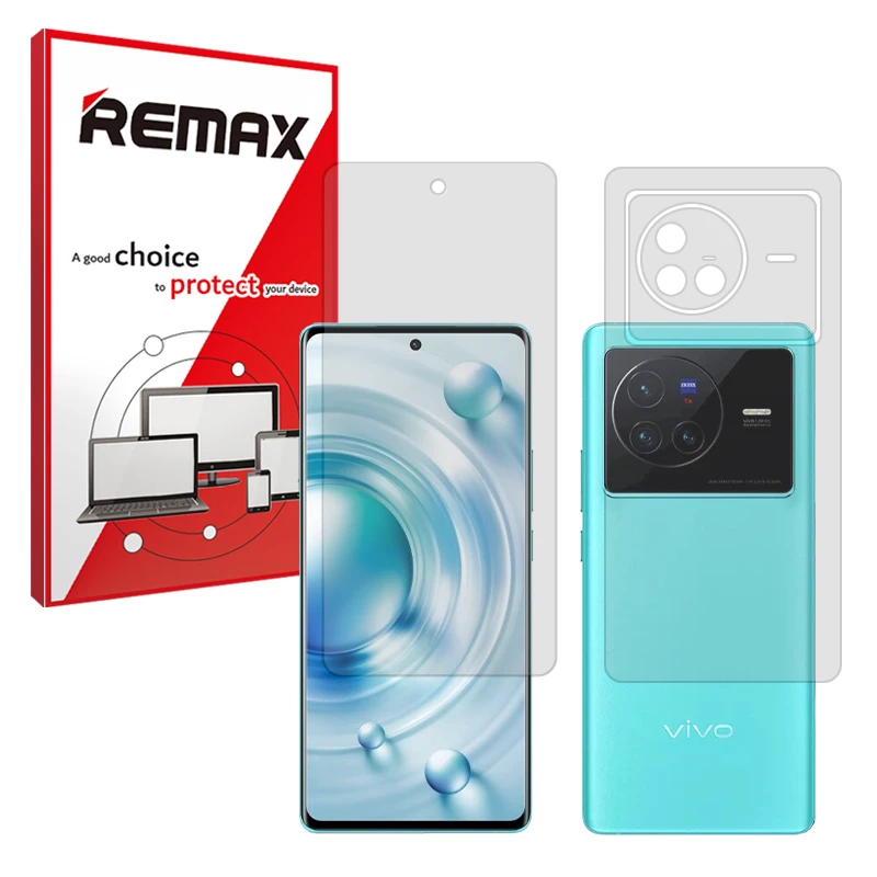 محافظ صفحه نمایش شفاف ریمکس مدل Resistant مناسب برای گوشی موبایل ویوو X80 به همراه محافظ پشت گوشی 